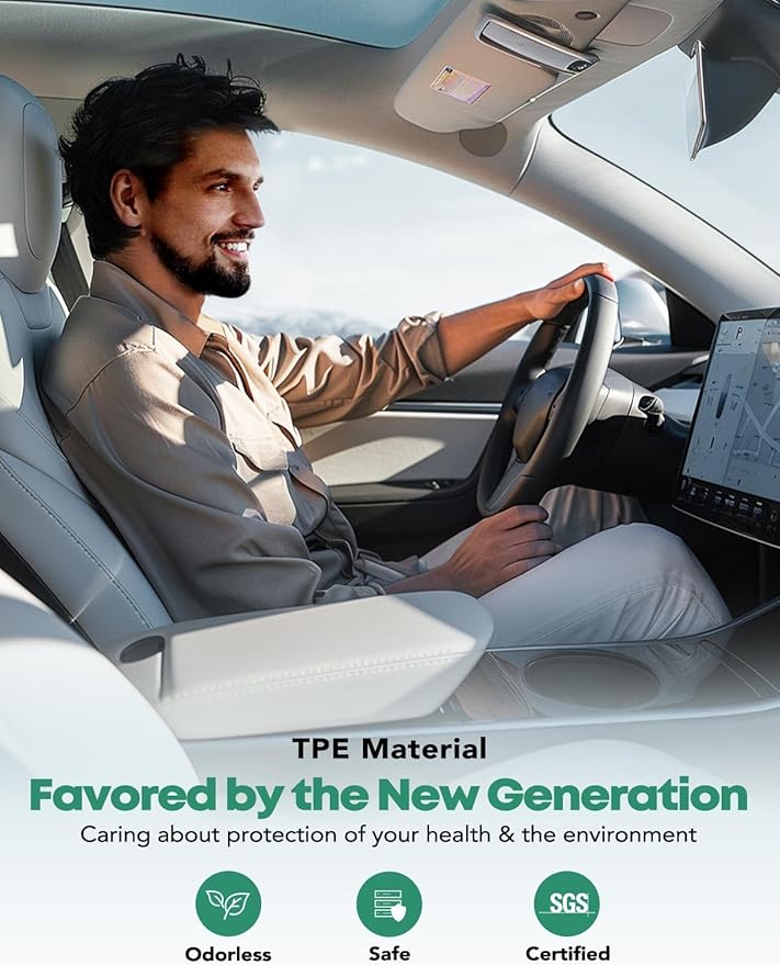 YHTAUTO for Tesla Model 3 Floor Mats 2020 2019 2018 2017 (Before June 2020), All Weather TPE Car Mats, Front Rear Trunk Mat Cargo Liner Storage Mat, Anti-Slip Waterproof Odorless