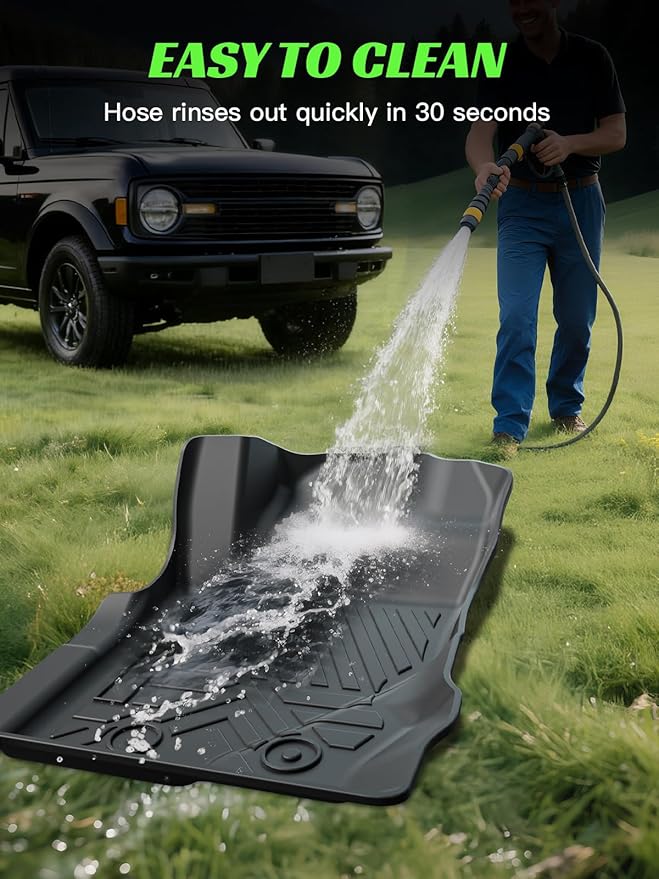 TPE All-Weather Floor Mats Cargo Liner for Ford Bronco 4 Door 2021-2025(Not for Bronco Sport) | Custom Fit Floor Liners Trunk Mat,1st & 2nd Row & Cargo Liner, Easy to Clean (4-Piece Set, Black)