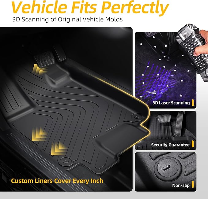 PWY Car Floor Mats for Honda Odyssey (2018-2025 2026), All Weather Car Liners, TPE Custom Automotive Floor Mats - Heavy Duty & Non Slip, 4PCS Full Set for 1st & 2nd & 3rd Row, Minivan Accessories