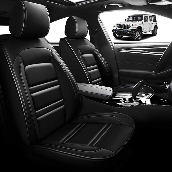 Seat Cover for JP Wrangler 2007-2025 | Car Seat Covers Front Seats, Waterproof Seat Protectors, Automotive Front Seat Covers (Front Seat, Black)