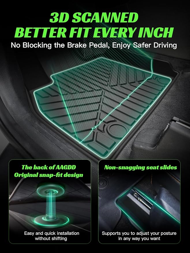 TPE All-Weather Floor Mats for Kia Telluride 2020-2025 | Custom Fit Floor Mats Liners 3 Row & Cargo Liner Car Mats,Durable, Odorless, Easy to Clean (5-Piece Set, Black)