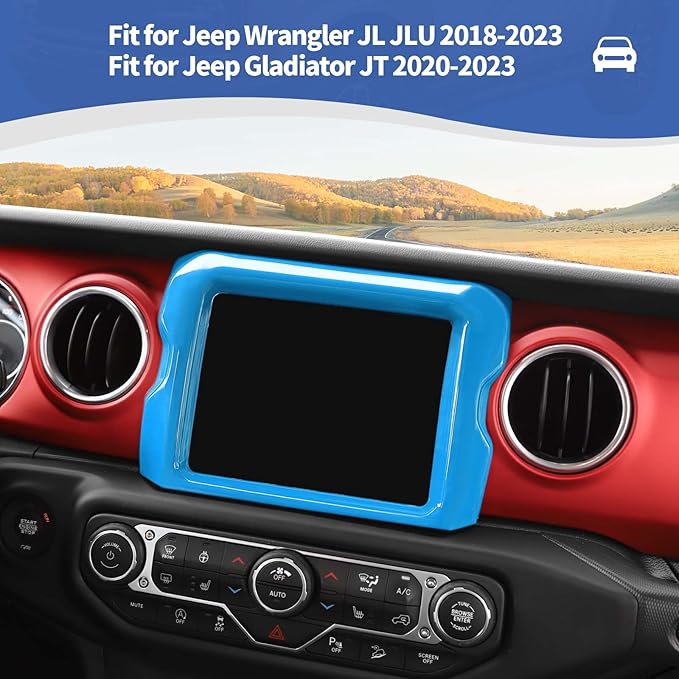RT-TCZ for Jeep JL Center Console Radio Display Panel Trim Cover for Jeep Wrangler JL JLU Gladiator JT 2018-2023 Light Blue Interior Accessories 8.4 inch