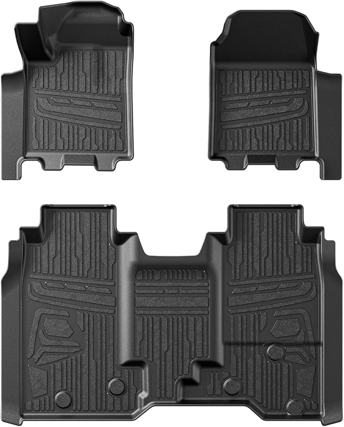 TripleAliners Floor Mats All Weather Liners Compatible with 2024 2025 Chevrolet Silverado EV WT Version Accessories 1st & 2nd Row Full Set Floor Liners TPE Heavy Duty Custom Fit Car Mats