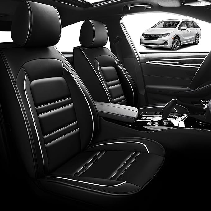 Seat Cover for Honda Odyssey 2005-2025 | Car Seat Covers Front Seats, Waterproof Seat Protectors, Automotive Front Seat Covers (Front Seat, Black&White Line)