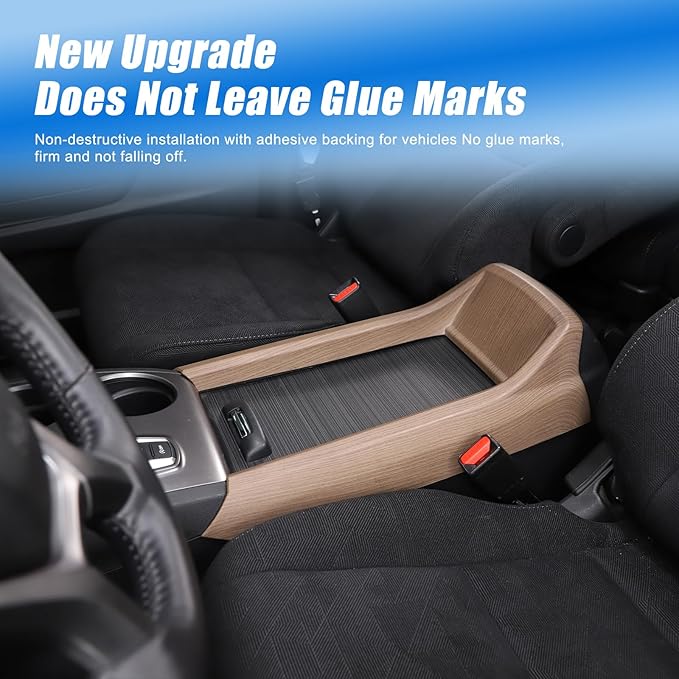 Armrest Box Frame Trim for Honda Pilot 2016-2022/ Ridgeline 2020-2023/ Passport 2019-2023 Accessories, ABS Center Console Armrest Box Frame Protective Cover (Pear Wood Grain)