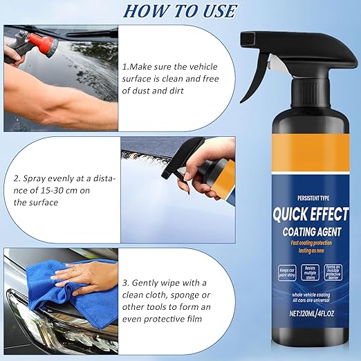 2PCS Advanced Car Quick-Acting Coating Agent Spray, Quick Effect Coating Agent for Cars, Multifunctional Car Scratch Remover, Waterless Wash Oil Film Emulsion Glass Cleaner