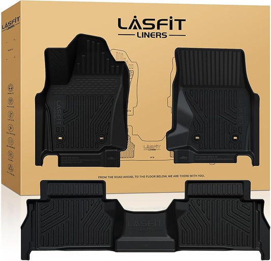 LASFIT Floor Mats for Toyota Tacoma 2024-2026 (Only Fit Hybrid) Double Cab, All Weather Floor Liner for Tacoma 2024 2025 2026 TPE Custom Fit Car Mats Front&Rear 2 Row Mats,Black
