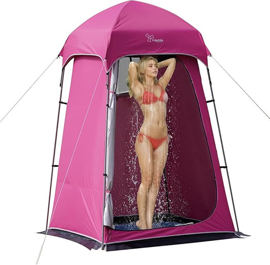 Vidalido Outdoor Camping Shower Tent Easy Setup Privacy Tent Changing Room Portable Camp Shower Tents for Camping with Floor, Waterproof Privacy Shelters Camping Toilet Tent