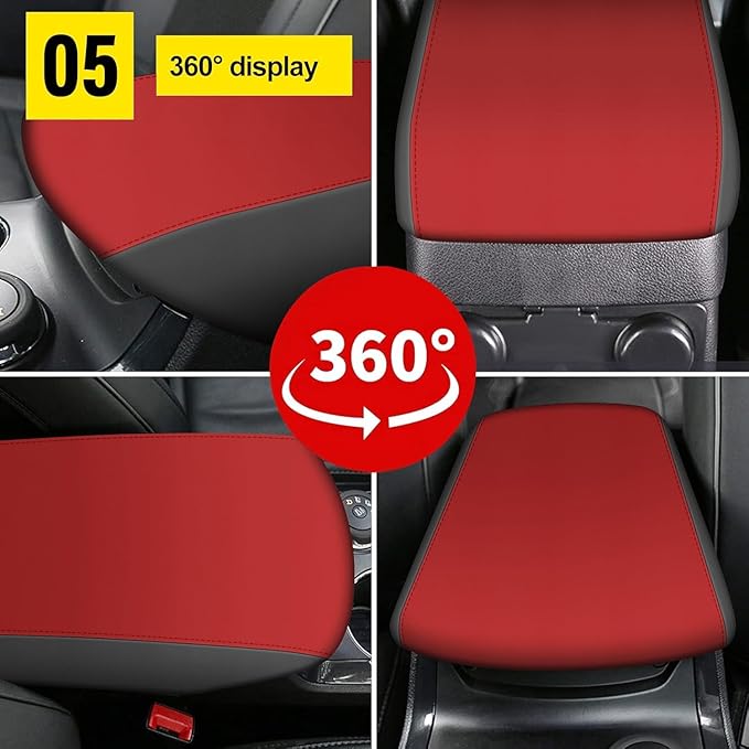 AOMSAZTO Console Covers for 2011-2019 Ford Explorer Black with Red Leather