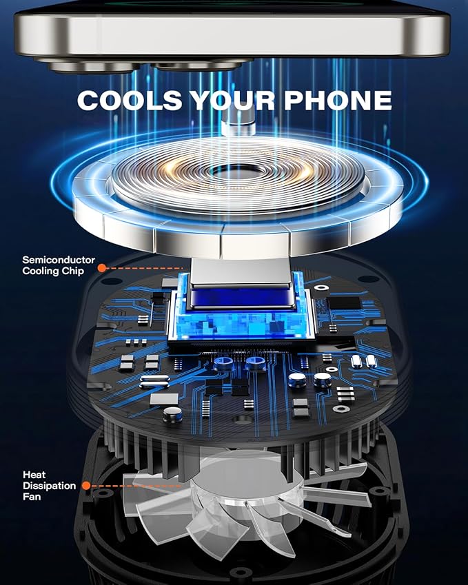 A2C for MagSafe Car Mount Charger, QI2 15W Wireless Car Charger with Semiconductor Cooler, Magnetic Car Charger for iPhone 17 16 15 14 13 12, Dash+Windshield+Vent Mount, PD 30W Adaptor Included