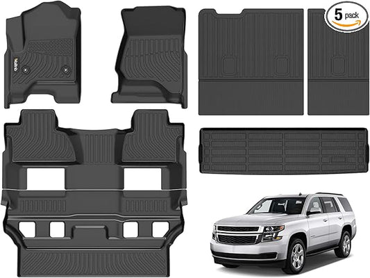 Wailtnb-All Weather Floor Mats & Cargo Liner for 2015-2020 Chevrolet Tahoe/GMC Yukon Custom Fit Chevrolet Tahoe Waterproof Durable Easy to Clean fit for 2015-2020 Tahoe Accessories for Tahoe Black