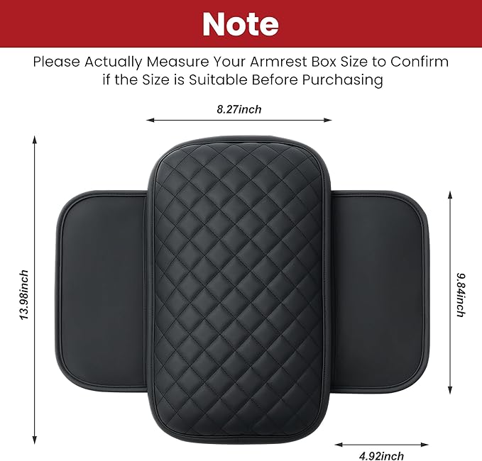 DS Extended Car Center Console Cover with 2 Storage, Microfiber Leather Car Armrest Cover Cushion for SUV Truck, Universal Car Accessories Memory Foam Comfort Stylish Leather Design (Black Longer)