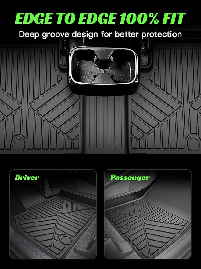 TPE All-Weather Floor Mats for Kia Telluride 2020-2025 | Custom Fit Floor Mats Liners 3 Row & Cargo Liner Car Mats,Durable, Odorless, Easy to Clean (5-Piece Set, Black)