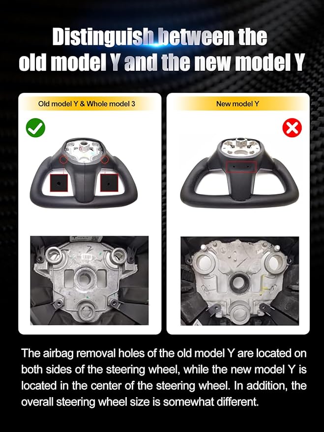 ZIMABLUE Yoke Steering Wheel for Model 3/Y-2017-2023 Real Carbon Fiber Steering Wheel with Heating Function Compatible with Tesla Model 3 Y