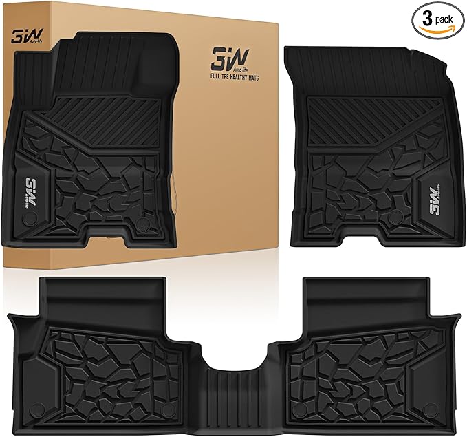3W Floor Mats Fit for Ford Maverick Hybrid 2022 2023 2024 2025, TPE All Weather Custom Fit Floor Liner Car Accessories 1st and 2nd Row Full Set Car Liners (Only for Hybrid)