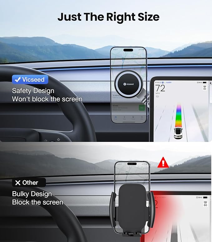 VICSEED Tesla Phone Mount【Strongest Magnet Power】Foldable Hidden Tesla Phone Holder Fit for All Phone, Tesla Model 3 Model Y for MagSafe Car Mount, Tesla Model 3 Accessories, Tesla Model Y Accessories