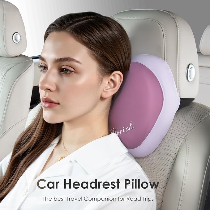 FLORICH Lumbar Support with Car headrest Back Pillow for Chairs Headrest Pillow for Car Ergonomic Ultrathick Memory Foam Back Pillow for Office Chair (Purple)