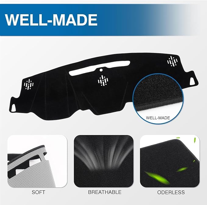 KUST Car Dash Cover for Chevy Tahoe/Suburban 2015-2020 (LS, LT, LTZ), GMC Yukon/Yukon XL (SLE, SLT, Denali) (Without HUD) Polyester Dashboard Cover Non-Slip Interior Accessories for Tahoe Black