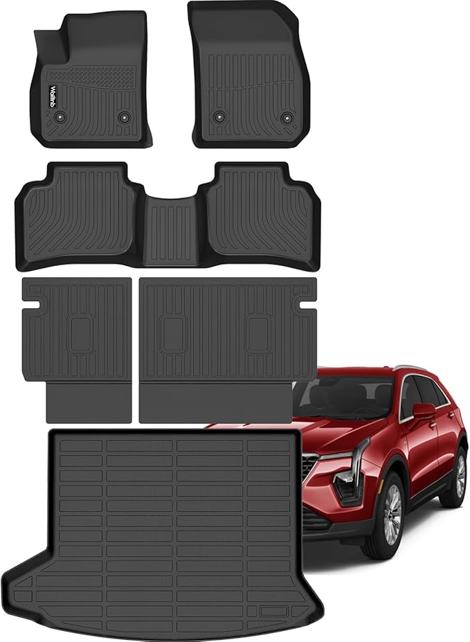 Wailtnb-Floor Mats & Cargo Mat & Backrest Mat Custom for Cadillac XT4 2019-2025 All Weather Protection TPE Rubber Waterproof Floor Liners XT4 Full Set Black Accessories