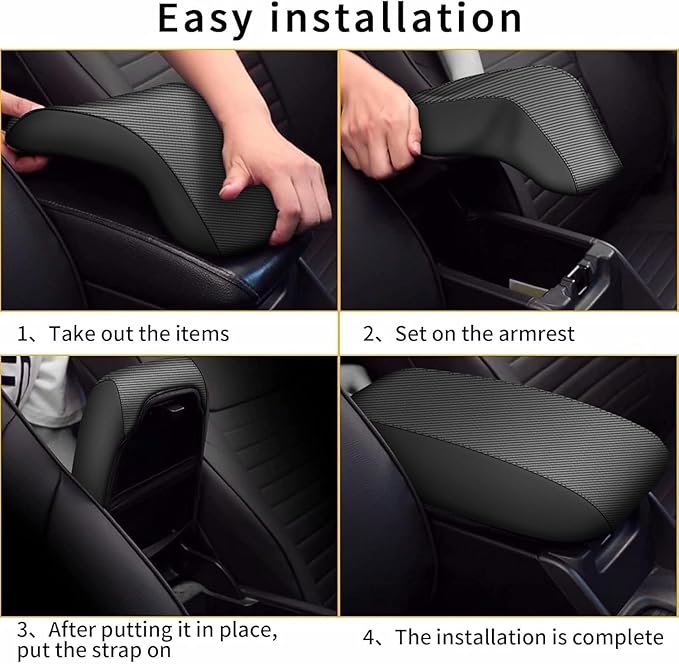 AOMSAZTO Console Covers for 2008-2014 Toyota Highlander Armrest Covers for Toyota Highlander Black with Carbon Fiber