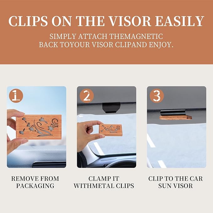 Wood Car Air Freshener - Car Odor Eliminator for Visor Clip, Vehicle Scent Diffuser for Cabin, Truck & SUV(Lavender)
