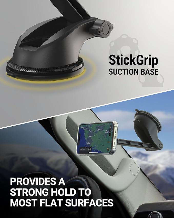 Scosche MagicMount SMSWDEX MagSafe Car Mount, Magnetic Phone Holder for Car Windshield/Dashboard, Suction Cup Phone Mount Compatible with iPhone 16 15 14 13 12 Pro Max Plus Mini Mag Safe Accessories