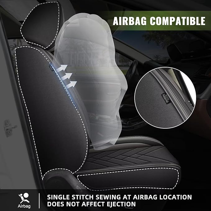 AOMSAZTO Front Seat Covers for Car Fit for Acura TL 2004-2014: Premium Seat Covers Waterproof Leather Automotive Seat Cushion Protector Compatible with Airbag(2PCS Front,Black&Grey)