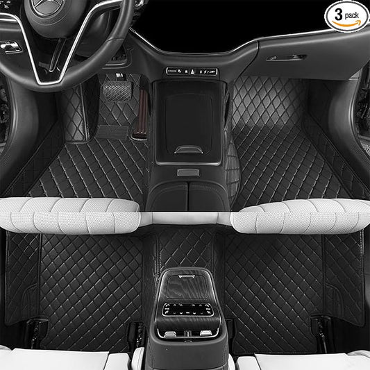 YaruicarCustom Car Floor Mats for 99.99% Sedan SUV Sports Car Men Women Protection Full Coverage Pads Anti-Slip Leather Floor Lining All Weather Car Floor Mats (Black)
