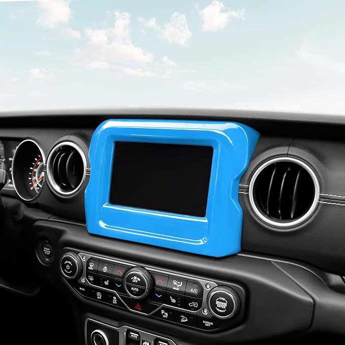 RT-TCZ for Jeep JL Center Console Radio Display Panel Trim Cover for Jeep Wrangler JL JLU Gladiator JT 2018-2023 Light Blue Interior Accessories 7 inch