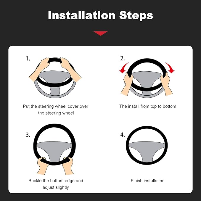 Ergocar Car Steering Wheel Cover Non-Slip Car Steering Wheel Protector Sport D-Shape Carbon Fiber & PU Leather Universal for Diameter 38cm(15") (Black-G)