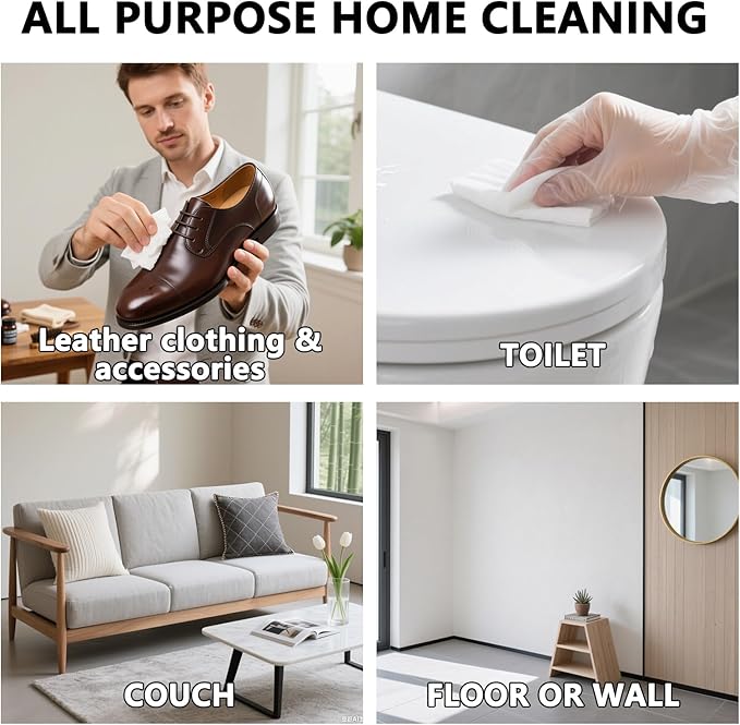 Car Interior Cleaning Wipes, All-Purpose Cleaning Wipes, Cleaning Wipe for Interior Auto Detailing, Multi-Purpose Automotive Wipes for Leather, Dashboard, Steering Wheel, Safe for All Surfaces (60PCS)