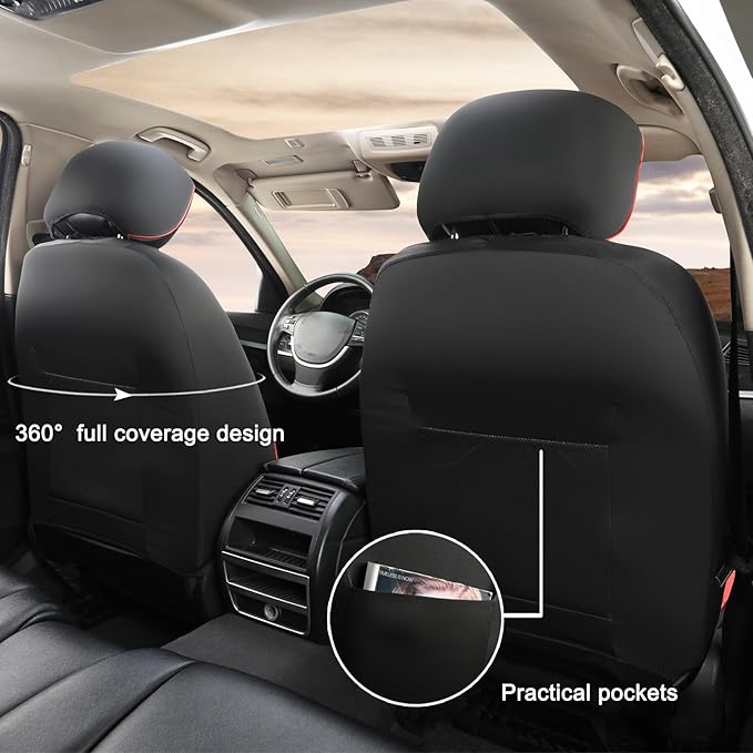 GIANT PANDA Front Seat Cover for Nissan, 3D Air Mesh Car Seat Covers Custom Fit Nissan Rogue Altima Sentra Versa Kicks Frontier Murano Pathfinder Maxima (Red) 2-Pack