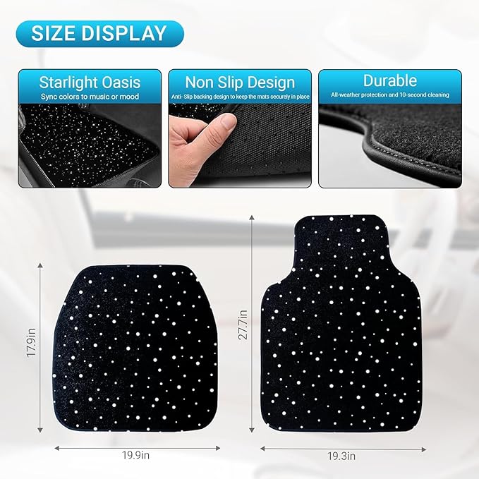 Starlinkmats Mats, Starlinkmats LED Car Floor Mats, Starlight Floor Mats for Cars, Black Automotive Carpet, App Control Car Mats，Waterproof and Washable, Creates a Romantic Atmosphere for Dates