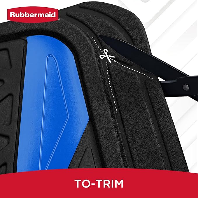 Rubbermaid Car Floor Mats Full Set, Premium Heavy Duty All-Weather Car Mats– Rugged Rubber with Brushed Aluminum Inserts, Universal Trim-to-Fit, Anti-Slip Backing for Cars, SUVs, Trucks & Vans - Blue