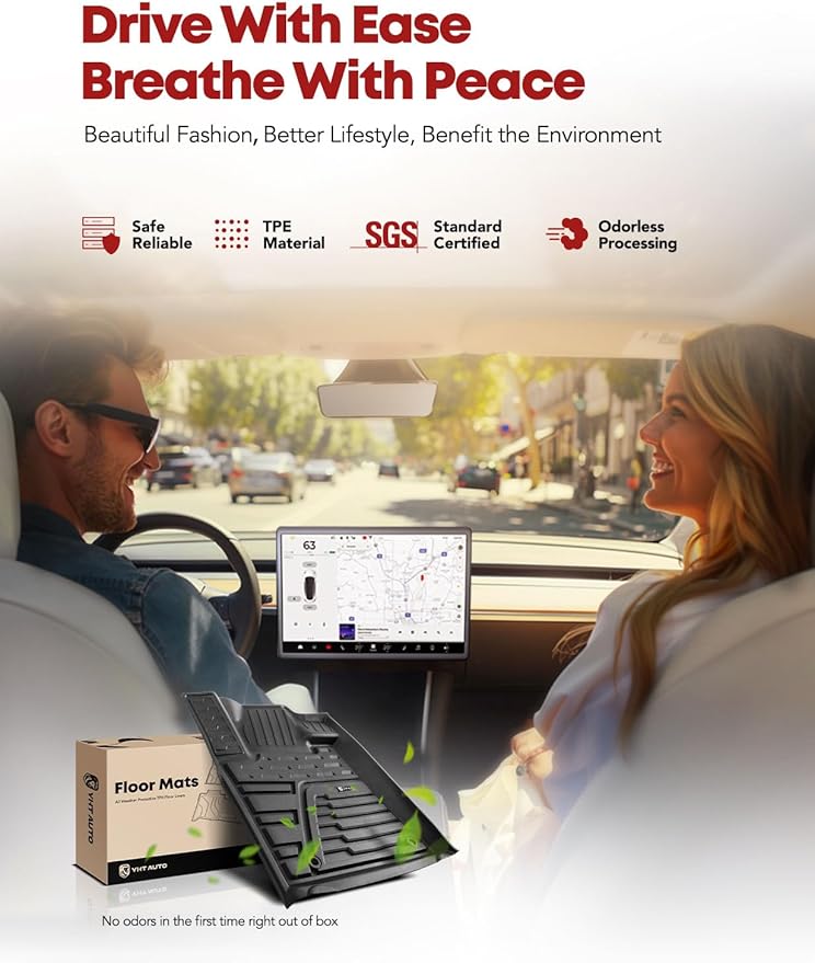 YHTAUTO Floor Mats Fit 2014-2021 Toyota Tundra CrewMax/Double Cab, TPE All Weather Floor Liner Odorless Custom Fit Car Mats, 1st 2nd Row Tundra Accessories