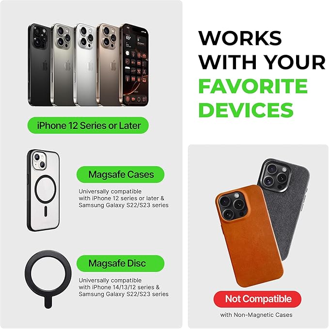 15W MagSafe Car Mount CD Slot Charger, Wireless Car Charger Phone Holder, Magnetic CD Mount Charger with N52 Magnet, Fast Charging, 360 Rotation, Compatible with iPhone 14/15/16/17/Galaxy