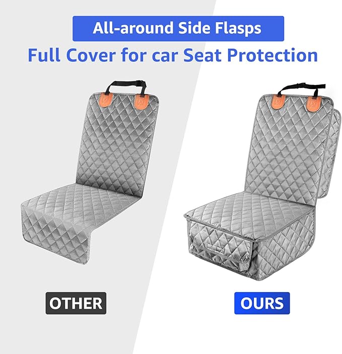 PETICON Front Seat Cover 2 Pack, Full Protection Dog Car Seat Cover with Side Flaps, Nonslip Scratchproof Captain Chair Seat Cover Fits for Cars, Trucks, SUVs, Jeep (Gray)
