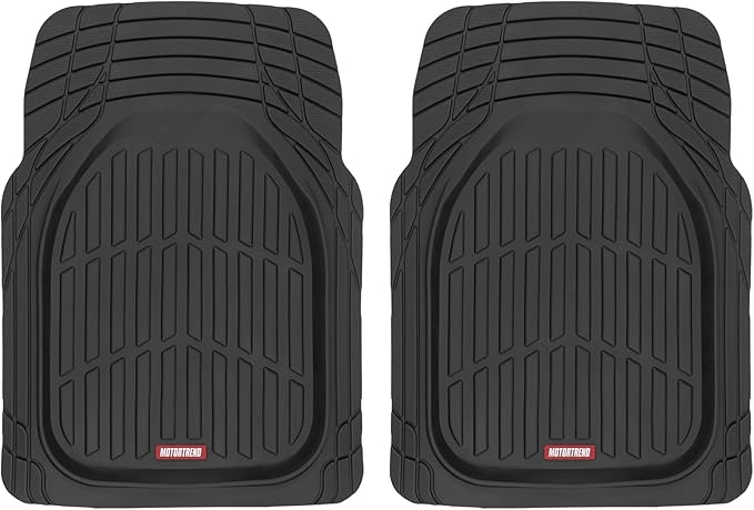 Motor Trend 2 Waterproof Front Seat Covers + 2 Trimmable Floor Mats – Universal Fit Car Interior Combo Set for Cars, Trucks, SUVs & Vans – All-Weather Protection for Vehicle Seats & Flooring