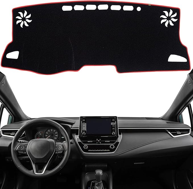 KEYOOG Dashboard Cover Dash Mat Fit for Toyota Corolla 2024-2020 (Without HUD Models)(2019 SE XSE Hatchback) Car Dash Board Mat Anti-Glare Carpet,Non-Slip Pad Sunshield Protector (Red Border Banding)
