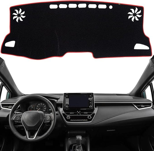 KEYOOG Dashboard Cover Dash Mat Fit for Toyota Corolla 2024-2020 (Without HUD Models)(2019 SE XSE Hatchback) Car Dash Board Mat Anti-Glare Carpet,Non-Slip Pad Sunshield Protector (Red Border Banding)