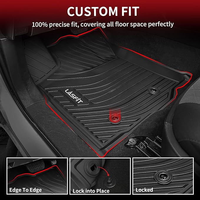 LASFIT Front Mats Fit for Tacoma 2016-2023 (Only Fit Auto Tran), Custom Fit All Weather Protection Durable TPE Floor Liners for 2024 2025 2026 Tacoma Accessories Front Row Car Mats, Black