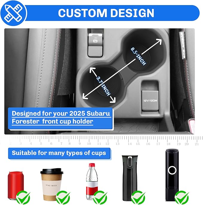 SXCY for 2025 Subaru Forester Cup Holder Insert 2025 Forester Accessories TPE Cup Holder Limiter for 2025 Forester Console Cup Holder Adapter Non-Slip Drink Stopper Drink Stabilizer