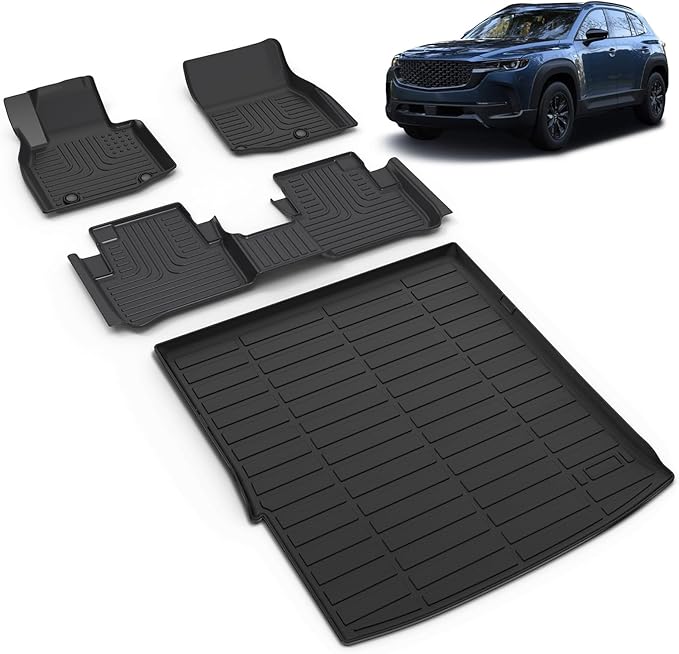 All Weather Car Floor Mats & Cargo Liner Set Fit for Mazda CX-50 Hybrid 2025 Floor Liners Trunk Liner CX50 Hybrid Cargo Mat Accessories Black