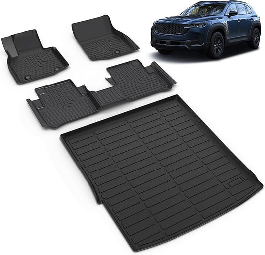 All Weather Car Floor Mats & Cargo Liner Set Fit for Mazda CX-50 Hybrid 2025 Floor Liners Trunk Liner CX50 Hybrid Cargo Mat Accessories Black