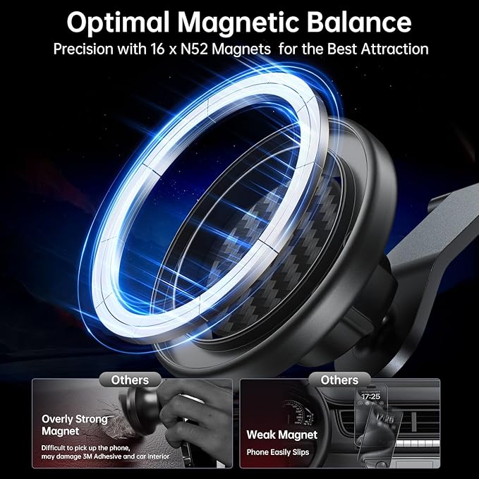 SYNCWIRE Fits MagSafe Car Mount for Universal Dashboard,Tesla Screen,Magnetic Phone Holder for Car, Foldable Aluminum Alloy Arm, Super Stable Car Mount for iPhone 17 Pro Max 16 15 14 13 12&All Phones