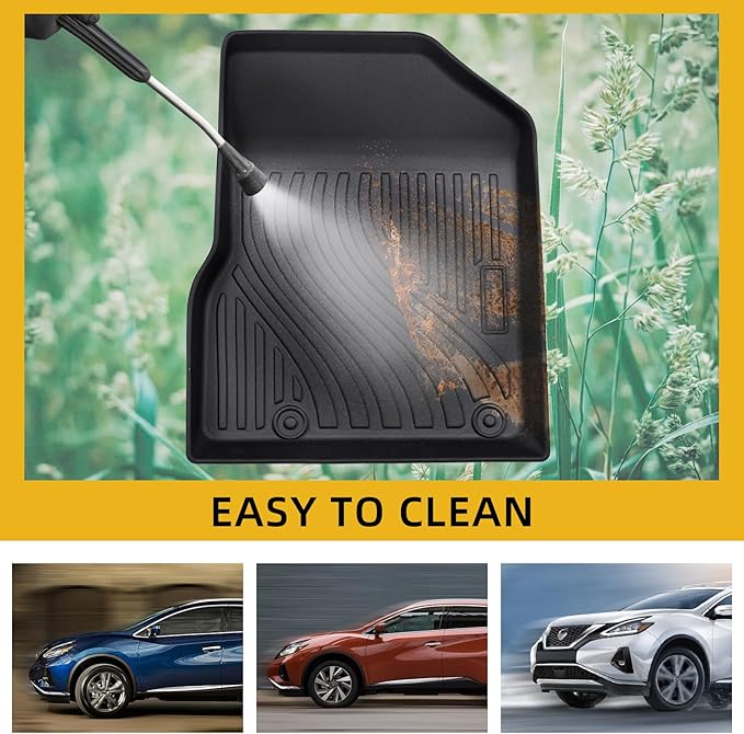 Floor Mats Compatible with Nissan Murano Accessories, Car Floor Liners Carpet Protection TPE All Weather Guard Custom Fit for Murano 2017.5-2024 (3PCS, Black)