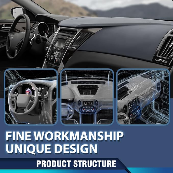 PIT66 Dash Cover Dashboard Bezel, Compatible with Hyundai Sonata 2011 2012 2013 2014 Dark Gray Instrument Panel