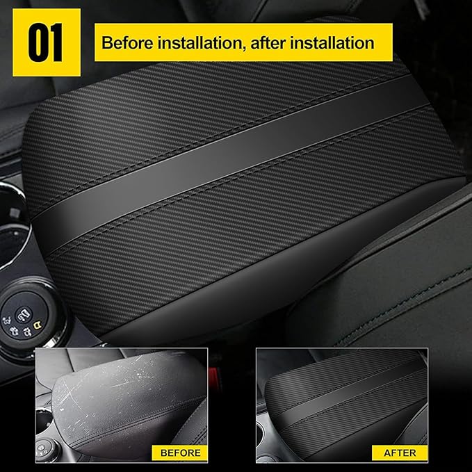 AOMSAZTO Carbon Fiber Armrest for 2011-2019 Ford Explorer Black