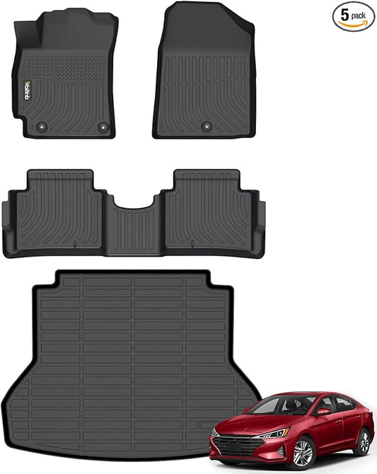 Wailtnb-All Weather Floor Mats and Cargo Liners for Hyundai Elantra 2017-2020 Liners Custom Fit Hyundai Elantra 2017-2020 Waterproof Durable Easy to Clean Accessories