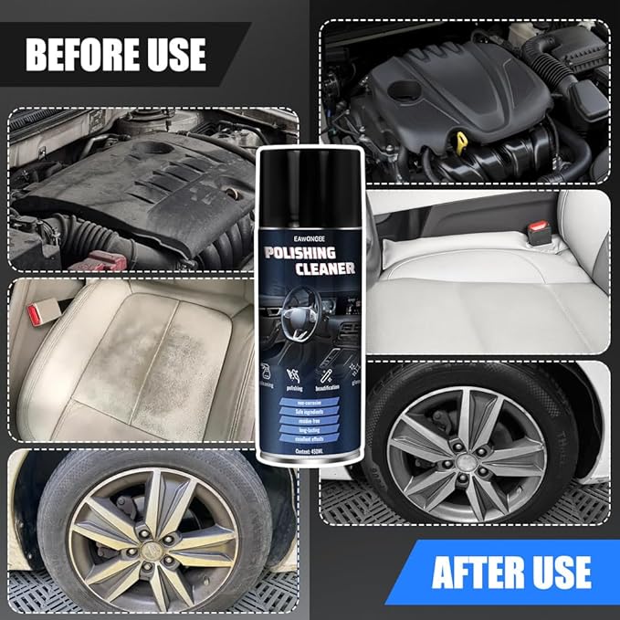 EAWONGEE Interior Car Cleaner & Protectant, 450ml, Multi-Surface Polish for Plastic, Leather, Vinyl, 2pcs